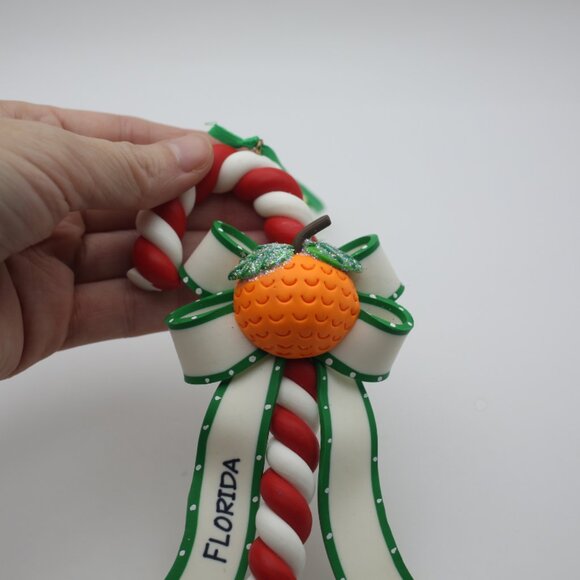 Santa's Pen Clay Dough Candy Cane Ornament Florida (Orange and Sunshine) - Picture 5 of 9